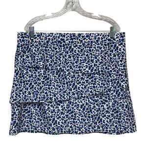 Susan Graver Tiered Floral Swim Skirt Women 18W Blue White Pull‑On Elastic Waist